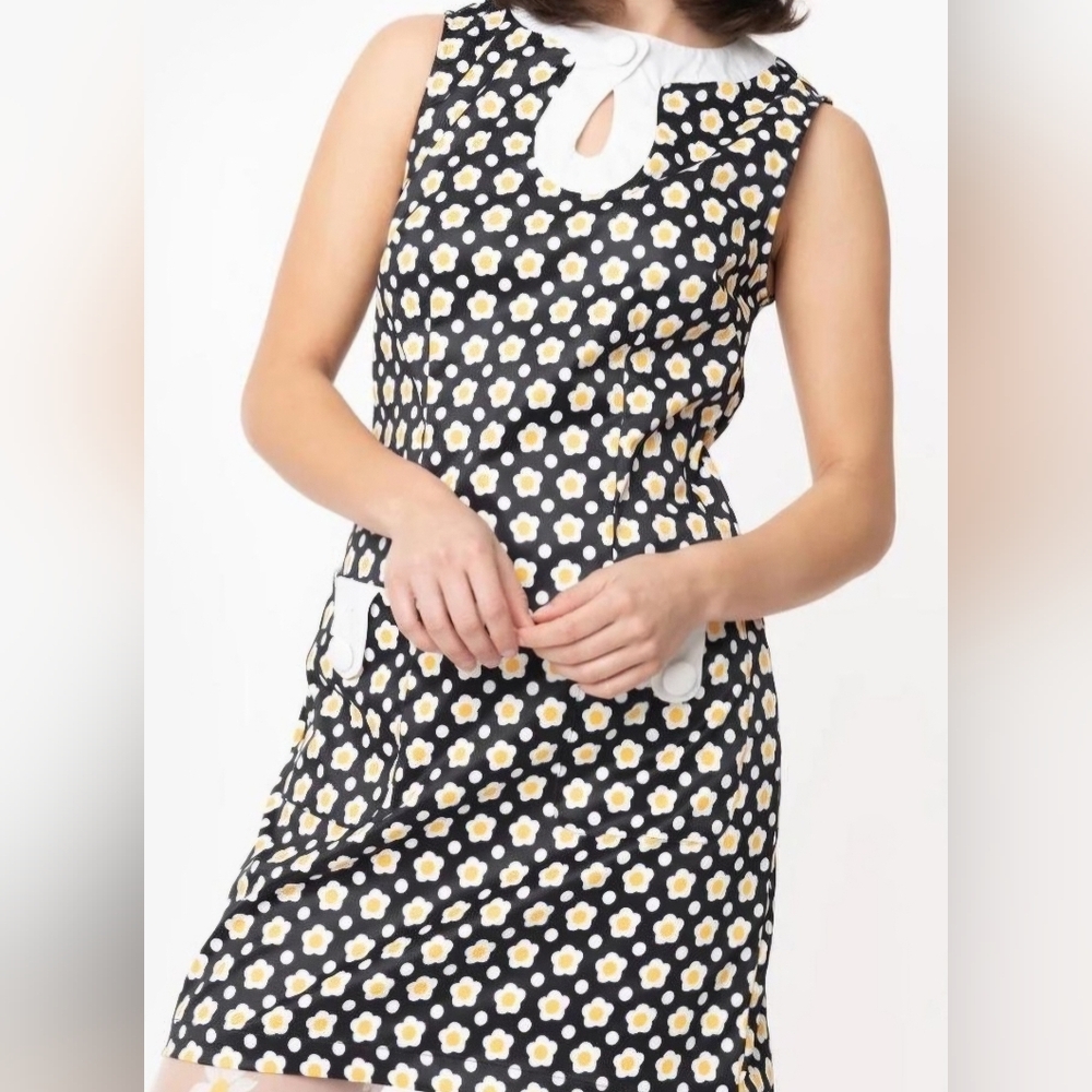 Retro Vintage Daisy Flower Dress Sz M - SAME DAY SHIP - ORDER BY 4PM PST